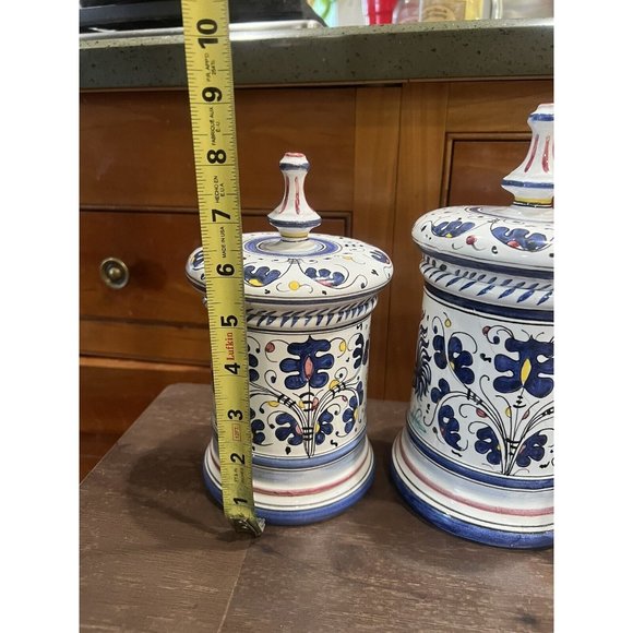 Deruta Orvieto Blue Rooster Canister Set Of 3 Hand painted Pottery W/Lids READ - Picture 4 of 14